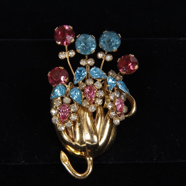 Appraisal: Fashioncraft by Robert Jeweled Floral Spray Brooch Pin H