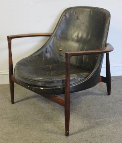 Appraisal: Ib Kofod-Larsen Rosewood Elizabeth Chair Midcentury example with leather upholstered