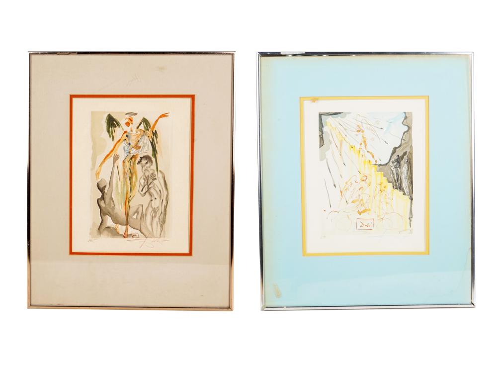 Appraisal: SALVADOR DALI TWO COLORED PRINTS OF ANGELSeach colored lithograph artist