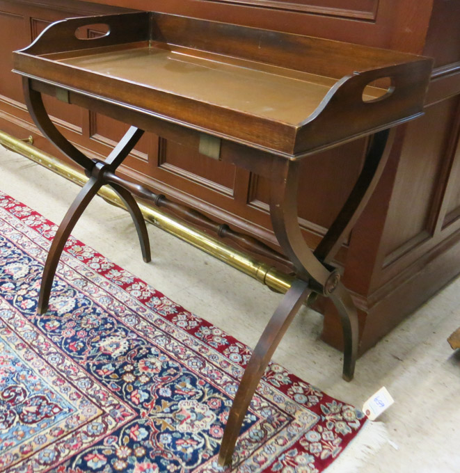 Appraisal: MAHOGANY BUTLER'S TRAY ON STAND English early th century the