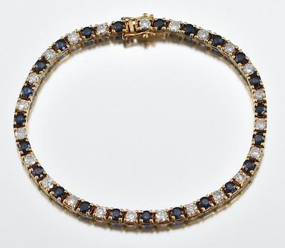 Appraisal: A Ladies' Sapphire and Diamond Bracelet k yellow gold bracelet