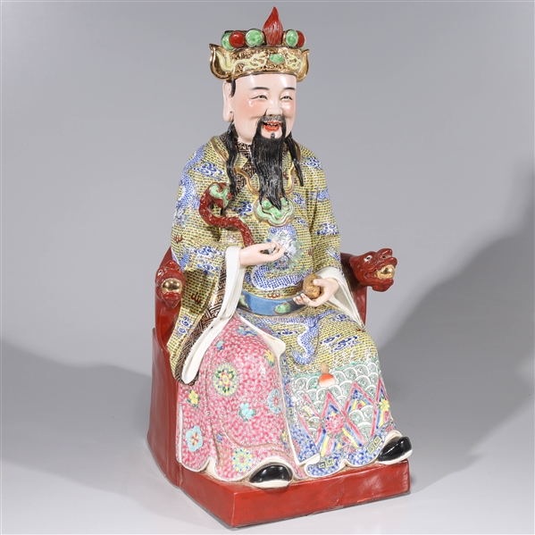 Appraisal: Chinese porcelain emperor statue with gilt overall good condition minor