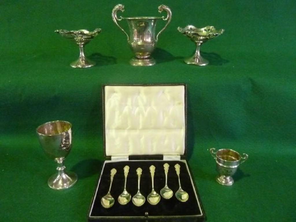 Appraisal: A cased set of six teaspoons hallmarks possibly for Turner