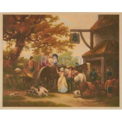 Appraisal: CLIFFORD R JAMES American th c Mezzotint of villagers and