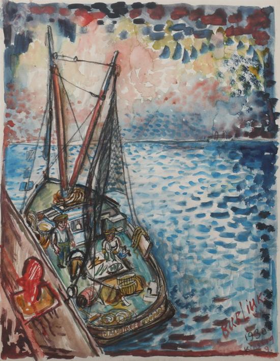 Appraisal: DAVID BURLIUK Russian American - THE DOCK signed and dated