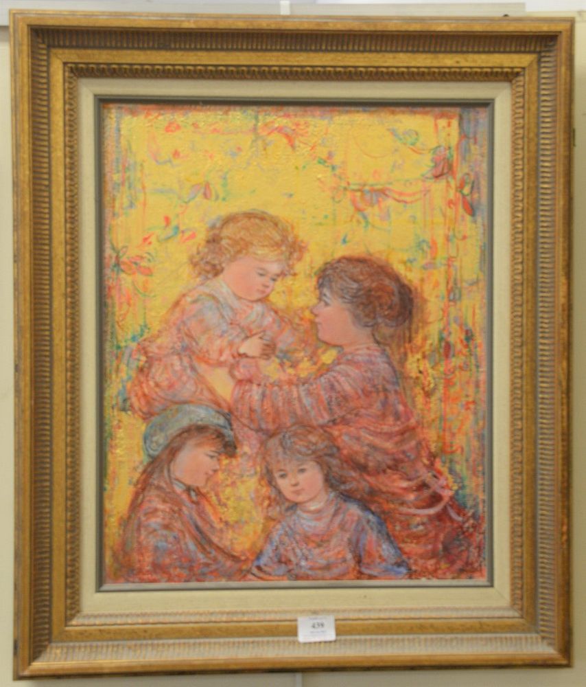 Appraisal: Edna Hibel American - Mother with Children oil and gold