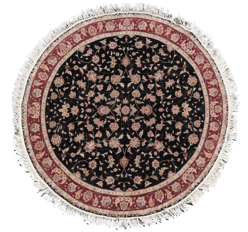 Appraisal: APPROX - YR OLD SINO-PERSIAN HAND KNOTTED WOOL ROUND RUG