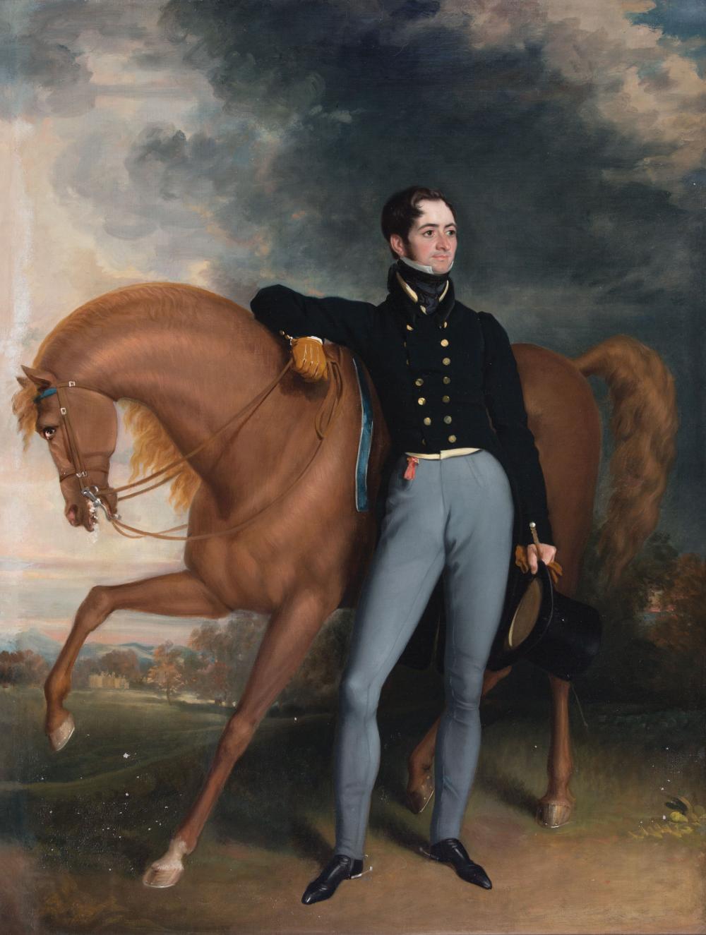 Appraisal: British School th c Portrait of a Gentleman with Horse