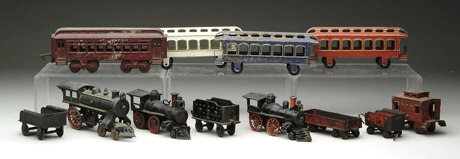 Appraisal: LOT OF THREE CAST IRON AND TIN TRAINS Consisting of