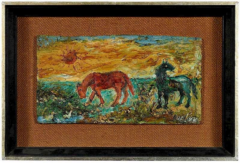 Appraisal: David Davidovich Burliuk New York Ukrainian - Two Horses On