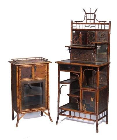 Appraisal: A VICTORIAN BAMBOO AND JAPANESE BLACK LACQUER SIDE CABINET in