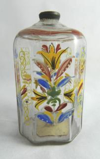 Appraisal: Steigel type glass enamel decorated bottle Steigel type glass enamel