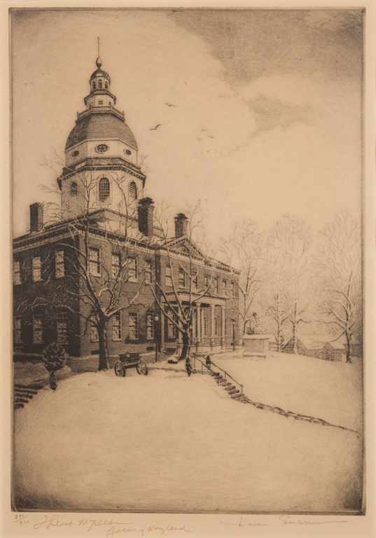 Appraisal: Don Swann American - State House Annapolis etching ed signed