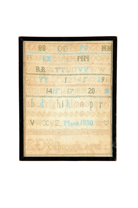 Appraisal: SAMPLER Signed E D Bilbrough probably American silk on linen