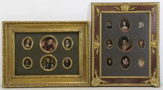 Appraisal: Two Framed Collections of Antique Miniature Portraits Possibly painted on