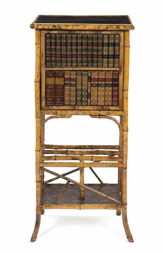 Appraisal: A Victorian Bamboo Cabinet on Stand of rectangular form the