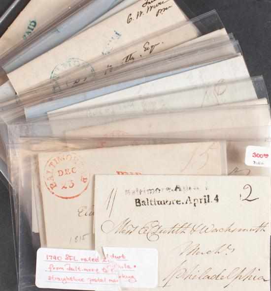 Appraisal: Selection of sixteen Baltimore stampless folded letters and covers Rare