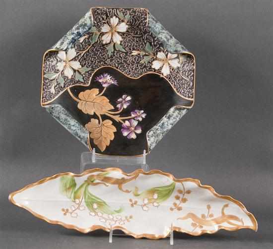 Appraisal: Aesthetic Movement floral and gilt decorated plate and a Limoges