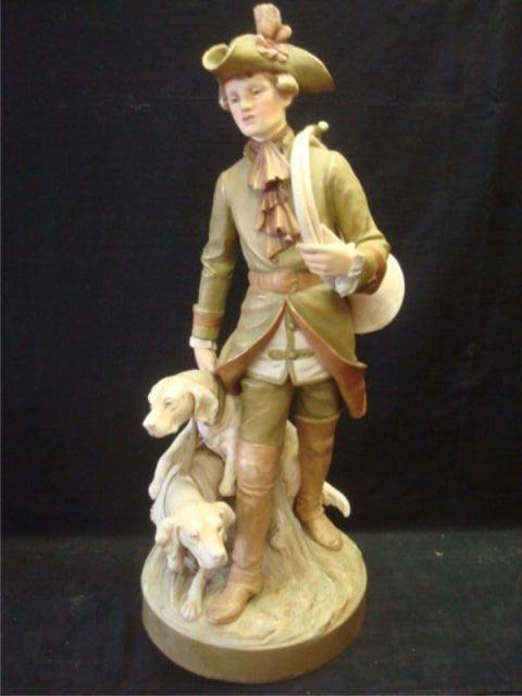 Appraisal: Possibly Royal Dux Figure of Young Man with Dogs As