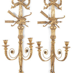 Appraisal: A Pair of George III Giltwood Eagle Sconces Late th