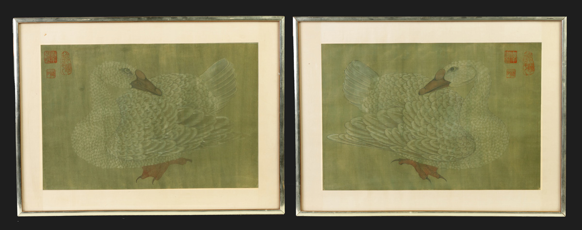 Appraisal: Pair of Sgn Woodblock prints of swans