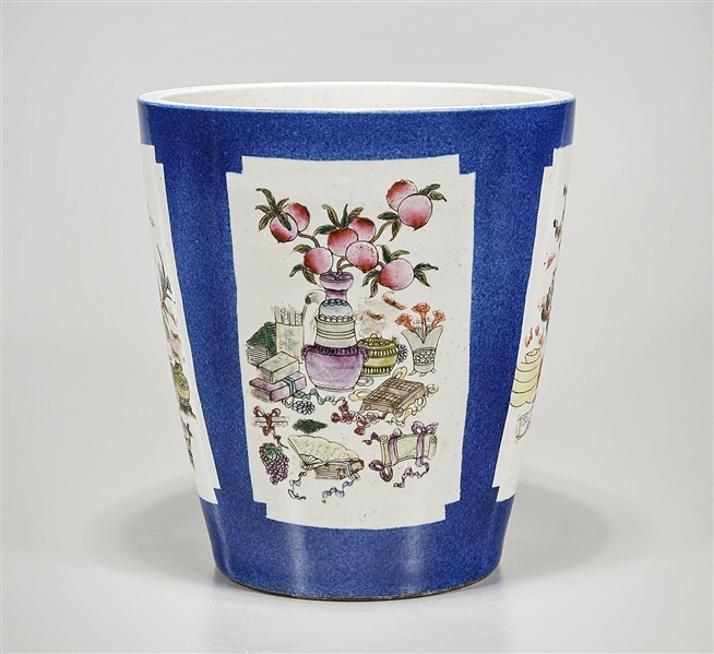 Appraisal: Chinese enameled porcelain jardiniere depicting floral arrangements x approx Condition