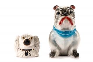 Appraisal: Two English Pottery Dog Form Piggy Banks Engish first half