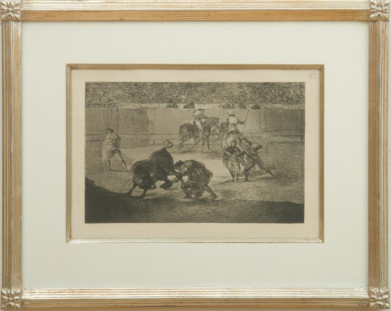 Appraisal: FRANCISCO DE GOYA - LA TAUROMAQUIA PLATES AND Six etchings