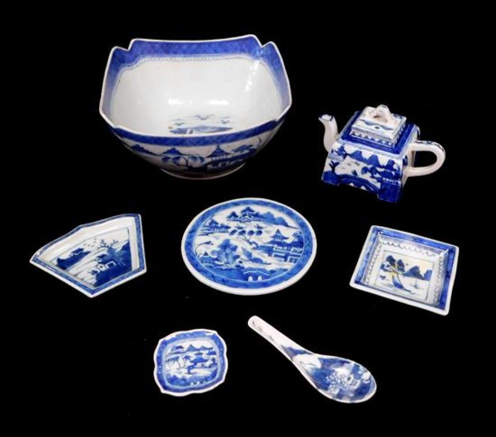 Appraisal: ASIAN Chinese Export porcelain Canton th C seven pieces including