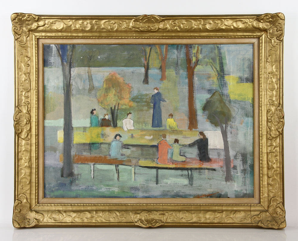 Appraisal: - Valenstein Figures at Picnic Table O C Alice Valenstein