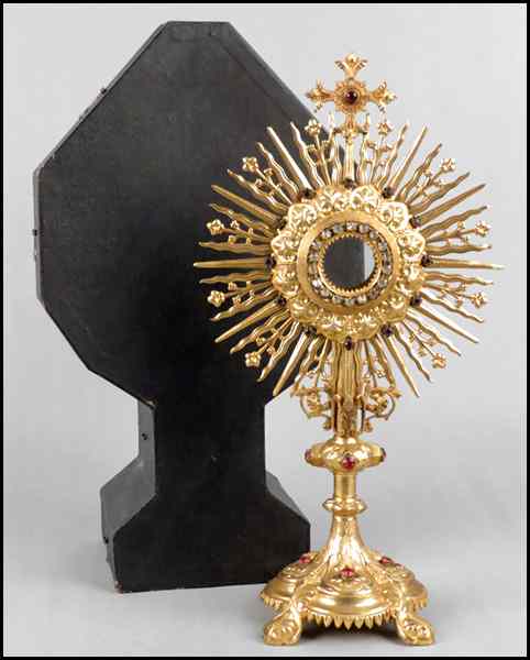 Appraisal: FRENCH GILT METAL MONSTRANCE With fitted case '' x ''