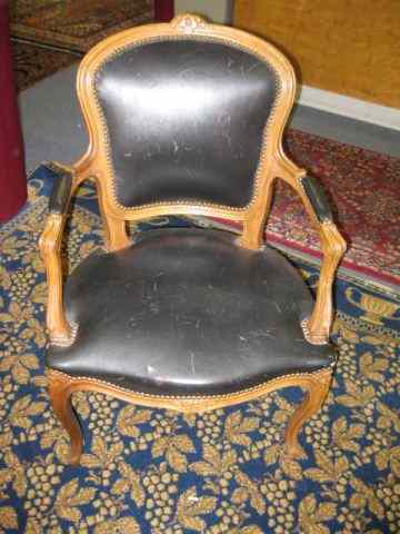 Appraisal: French Arm Chair carved black leather