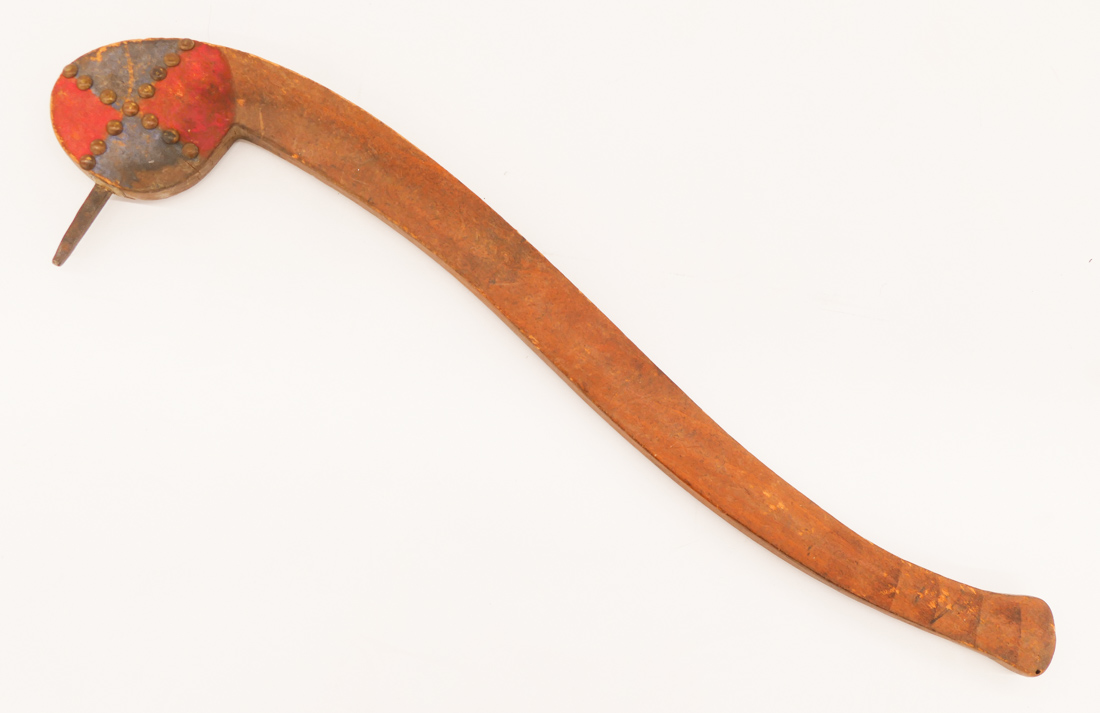 Appraisal: Antique Plains Tacked Club ''x '' A red and blue