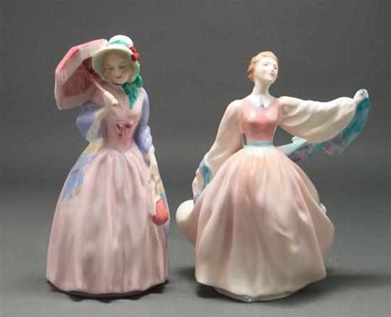 Appraisal: Two Royal Doulton china figures ''Gay Morning'' and ''Miss Demure''