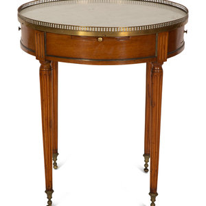 Appraisal: A Louis XVI Style Mahogany Marble-Top Bouillotte Table th Century