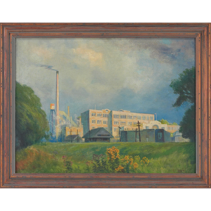 Appraisal: Manchus Carlton Loomis American - ''Industrial Scene '' c oil