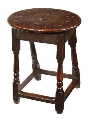 Appraisal: An early th century oak joined stool the oval top