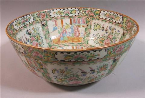 Appraisal: CHINESE EXPORT ROSE MEDALLION PUNCH BOWL Mid- th century the