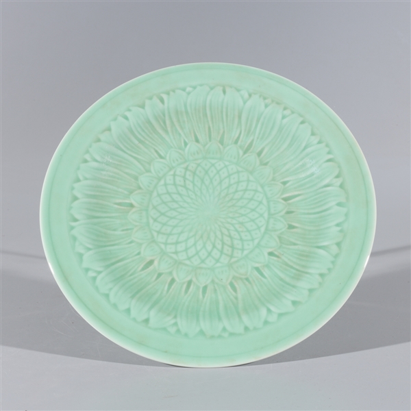 Appraisal: Chinese celadon glazed porcelain charger with incised floral designs overall