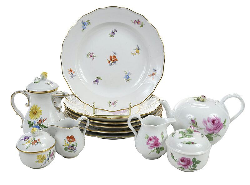 Appraisal: Twelve Pieces of Assembled Meissen Porcelain German late th century