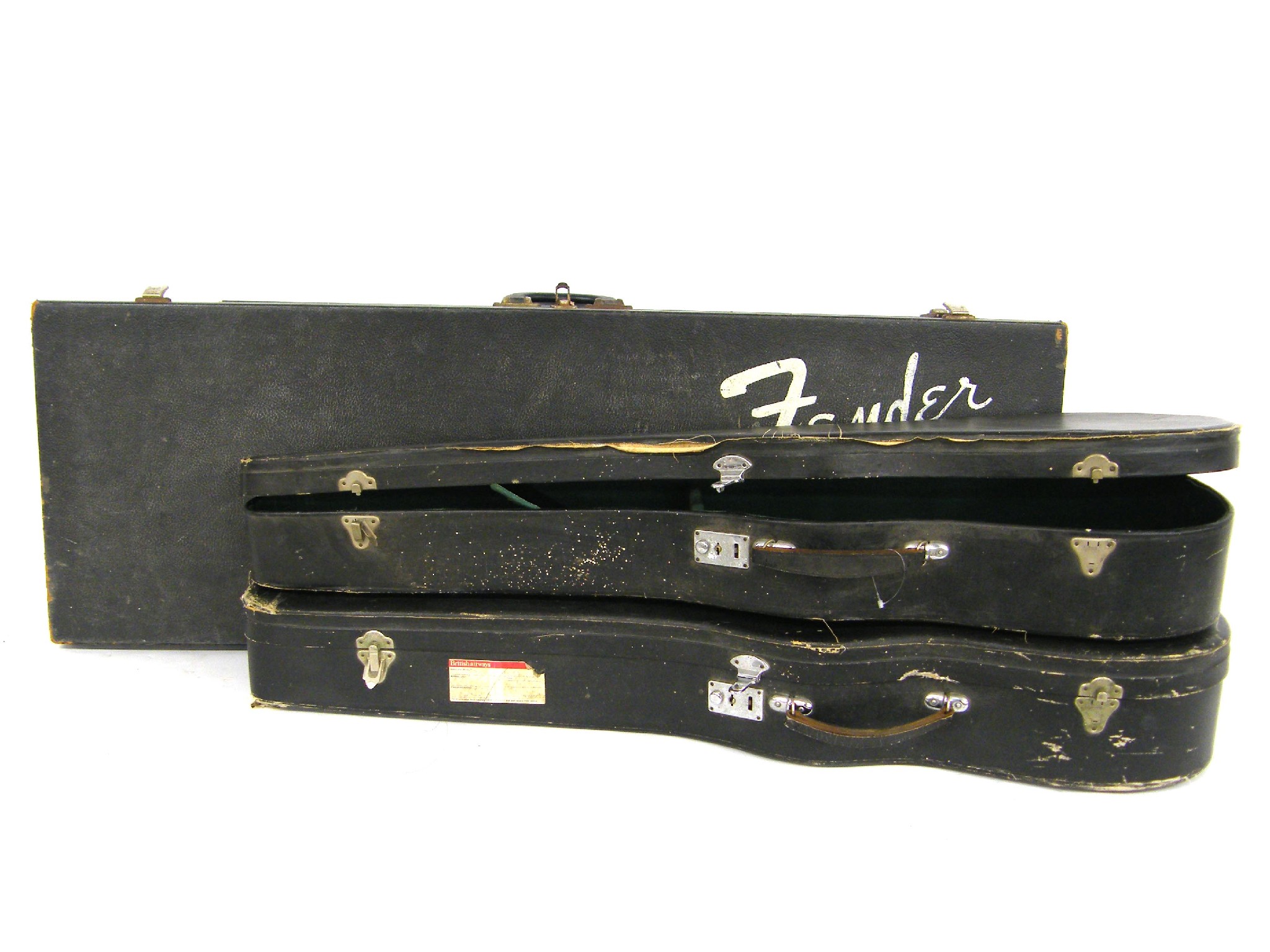 Appraisal: Three old guitar hard cases