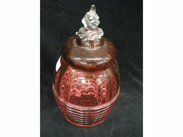 Appraisal: Victorian Cranberry Art Glass Pickle Castor clear finial