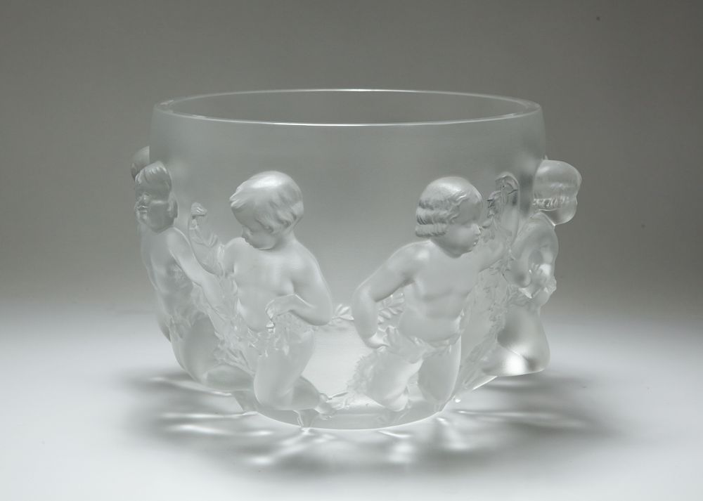 Appraisal: Lalique Luxembourg Frosted Art Glass Punch Bowl Lalique Luxembourg pattern