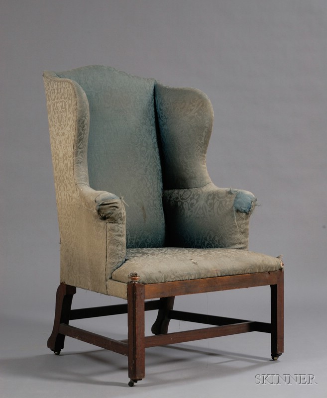 Appraisal: Chippendale Mahogany Upholstered Chamber Chair probably coastal New Hampshire or