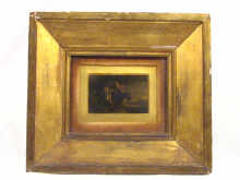 Appraisal: A framed oil on board miniature of a rural scene