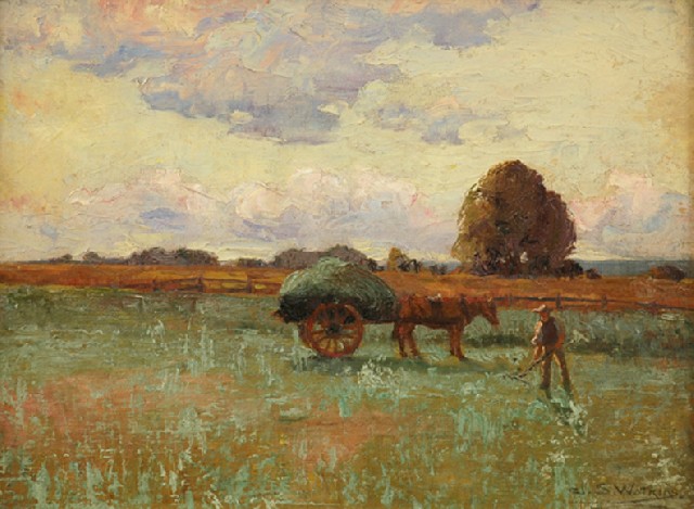 Appraisal: John Samual Watkins - Haymaking Brighton oil on canvas signed