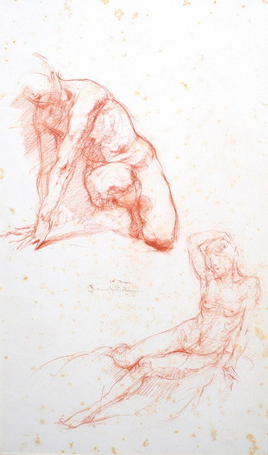 Appraisal: ERNEST BOROUGH-JOHNSON - Life study - Two figures signed sanguine