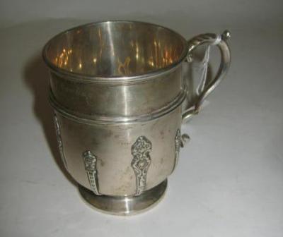 Appraisal: AN EDWARDIAN CHRISTENING MUG maker possibly John Newton Mappin Sheffield