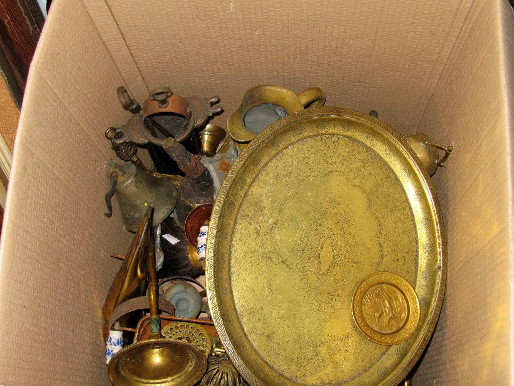 Appraisal: Lot comprising box of metalware and twelve picture frames