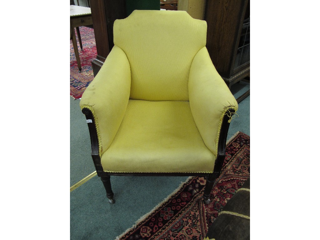 Appraisal: Edwardian mahogany upholstered drawing room armchair